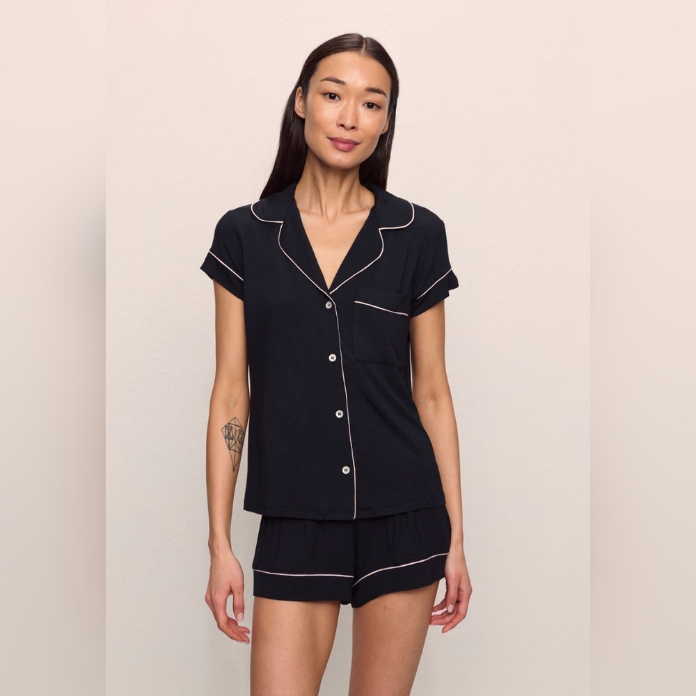 Eberjey Gisele Shortie Pajama Set, Black, Size Small